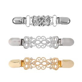 3-Piece Luxury Sweater & Dress Clip Set，Versatile Gold/Silver Women's Fashion Accessory - Vintage Style Cardigan Clips, Shawl Pins, Coat Fasteners