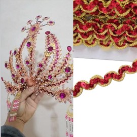 Glitter Sequin Trim, Blue Sequin Ribbon Trim, Wave Sequin Braid Trim, Paillette Ribbon Trim for Crafts Sewing Decoration, 7mm*13m