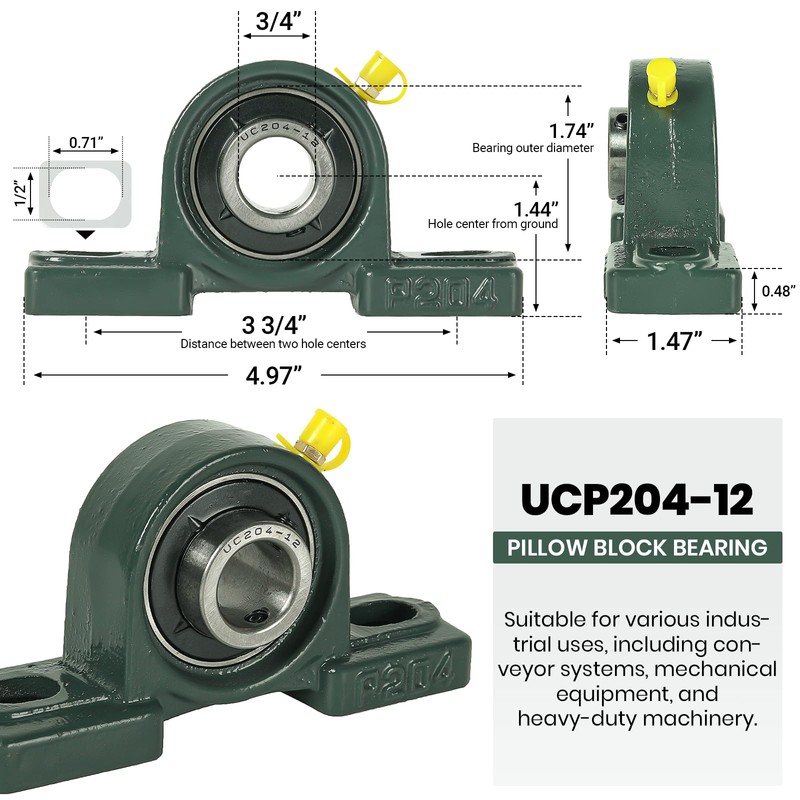 AR-PRO 2-Pack UCP204-12 Mounted Pillow Block Ball Bearing - Bearing