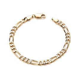 Old English Jewellers 9ct Yellow Gold on Silver Ladies FIGARO Curb Bracelet - 7.5 inch