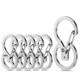 KeyUnity Stainless Quick Release Keyring, Heavy Duty Key Rings, Carabiner Keychain Clip, Key Ring Key Fob Clip With 5 Detachable Keyrings, Car Keyrings For Men, Ideal for Women for Keys, Flashlight