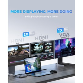 Docking Station, UtechSmart Triple Monitors USB C Laptop Docking Station, 11-1 USB C Dock mit 2 HDMI, VGA, PD3.0, SD TF Card Slot, 4 USB Ports USB-C Adapter Kompatibel für MacBook & Windows(Schwarz)