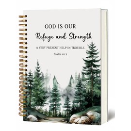 YOU FOUND ME Bible Journal, A5 Spiral Christian Bible Journal with Pink Cherry Notebook, God is Our Refuge and Strength, Bible Verse Gift for Women Birthday Christmas, Sunday School, Office Supplies