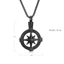 QGJNSGC Compass Urn Necklace for Ashes Stainless Steel Cremation Jewelry for Women Men Memorial Human Pet Ashes Keepsake Pendant
