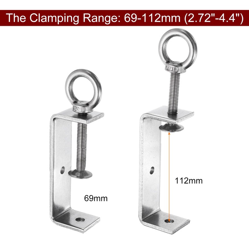 HARFINGTON 2Pcs Stainless Steel C Clamp 120mm Wide Jaw Opening
