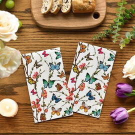 Horaldaily 50 Spring Summer Disposable Paper Decorative Guest Napkins, Watercolor Butterfly Branch Hand Towel for Party Lunch Dinner Kitchen Bathroom