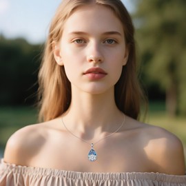 Grmdit Dragonfly Necklace Sterling Silver Lotus Pendant Jewelry Gifts for Women