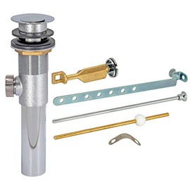 EZ-FLO Pop-Up Lavatory Sink Drain Assembly Heavy Pattern with Lift Rod and Overflow, 17-Gauge, Chrome Finish, 10902