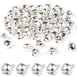 Pack of 50 bells, bells for crafts, gift wrapping, party decoration, 12 mm (silver)