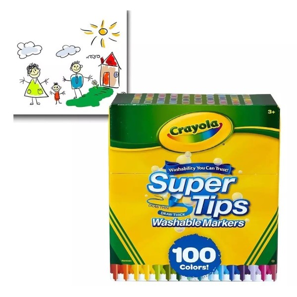 Crayola Super Tips 100 Plumones Crayola Marcadores Delgados Lavables
