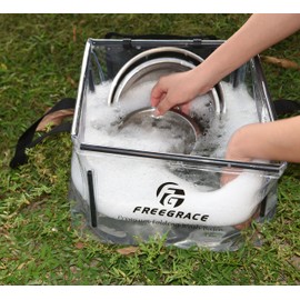 Freegrace Premium Folding Wash Basin - Collapsible Water Sink Container - Lightweight & Durable Transparent Plastic - Wash Dishes Everywhere - Suitable for Camping & Outdoor Activities