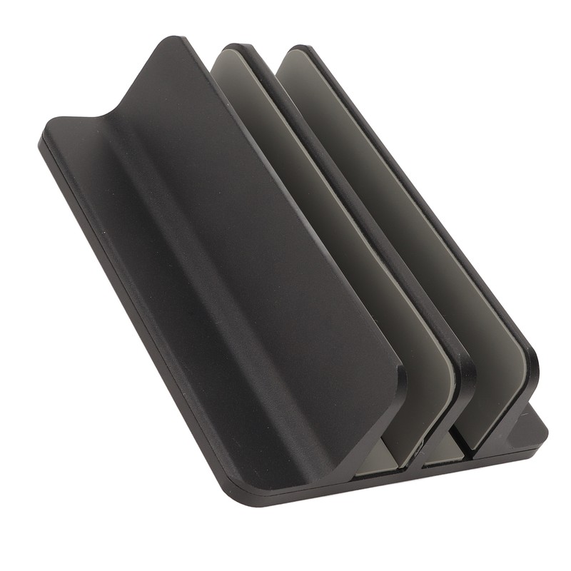 Vertical Laptop Stand Aluminum Alloy Double Dock Black Multifunctional Cooling