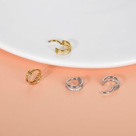 CANDYFANCY 16g Nose Rings For Women 316L Stainless Steel Nose Hoops Gold Septum Rings Cz Double Hoops Cartilage Earrings Daith Coach Tragus Multiple Body Piecing Hypoallergenic