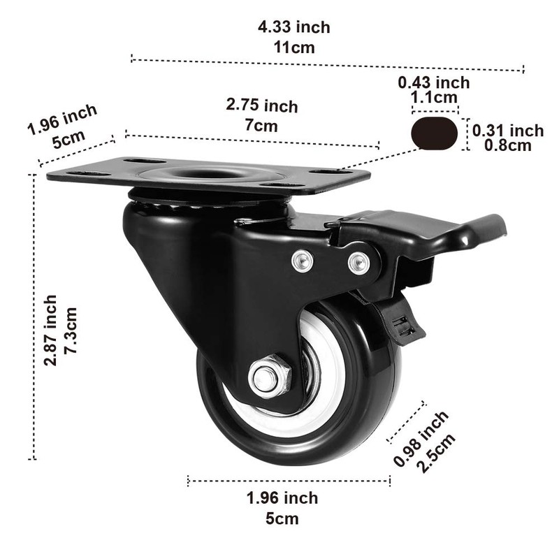 ASHGOOB 2" Caster Wheels Set of 8, Heavy Duty Casters