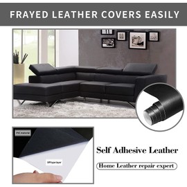 Lifeshoon Leather Repair Patch, Self Adhesive Leather Repair, Large Vinyl Patch Tape for Couches, Furniture, Car Seats, Cabinets, Wall, Handbags （Black, 3.5X79 Inch）