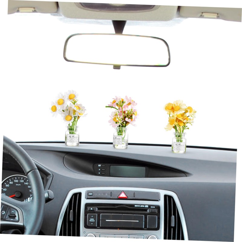 ULTECHNOVO 3 Pcs Cute Mini Flower Vases for Car Aesthetic