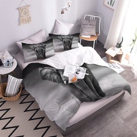 RFFLUX 3D Natural Animals Elephant Bed Linen Set 135 x 200 cm 2-Piece with Zip Soft and Comfortable Sleeping Comfort Microfibre Duvet Cover Children's Bedding with Pillowcase 80 x 80 cm