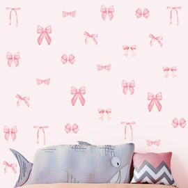 LOONELO Pink Bow Wall Stickers, Girl Coquette Bowtie Window Decal, Peel Stick Bow Knot Wall Clings for Birthday, Wedding, Bridal Shower, Engagement, Anniversary Bedroom Living Room Party Decoration