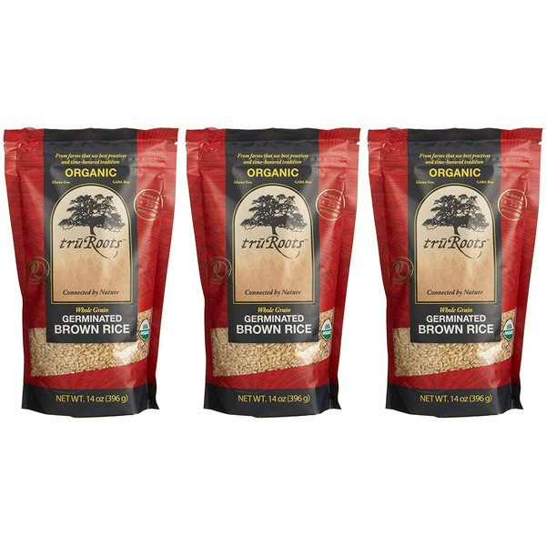 Truroots Organic Germinated Brown Rice, 14 Ounce (Pack of 3)
