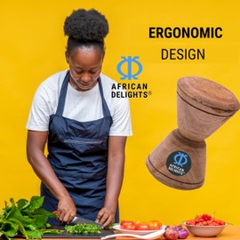 Handmade Tapoli -5 Inch Large Wooden Grinder, Coconut Opener, Ergonomic Wooden Tapoli from Ghana, Easy Coconut Opener Tool (Tapoli Only - Set of 2)