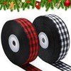 Boao 2 Rolls Christmas Buffalo Plaid Ribbon Christmas Wrapping Ribbon