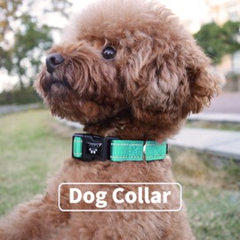 NESTROAD Reflective Dog Collar,Soft Neoprene Padded Dog Collar with Quick Release Buckle,Adjustable Breathable Pet Collar for Medium Dogs(Medium,Teal)