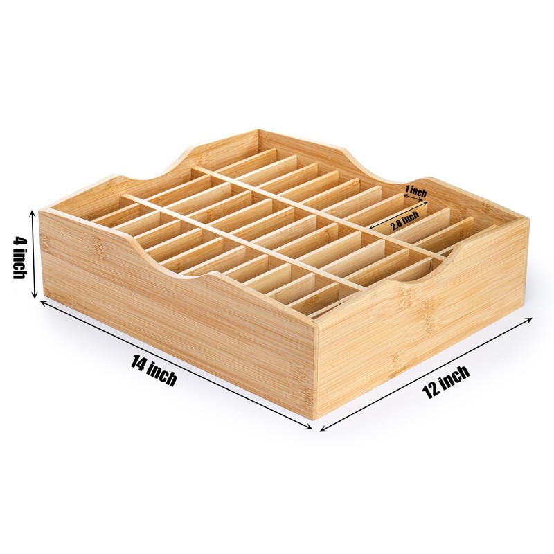 Lawei 36-Grid Bamboo Cell Phones Storage Box, Desktop Mobile Phone