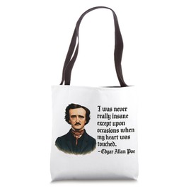Edgar Allan Poe Quote Gothic Portrait, Raven Nevermore Gift Tote Bag