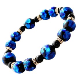GOLD STONE Firefly Glass Blue Bracelet, Okinawa Power Stone, Inner Diameter: Approx. 6.5 inches (16.5 cm)