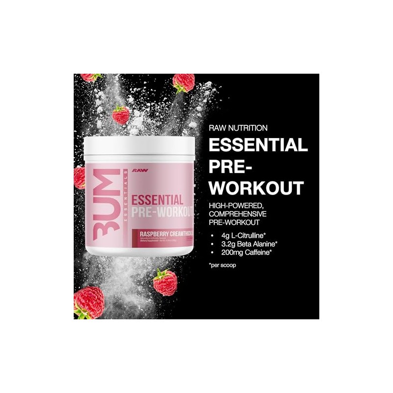 Raw cbum essential pre workout pre entrenamiento 30 servicios sabor