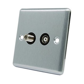 AET CSCTVSKYBL Satin Chrome Classical TV & Sky Black Insert-Coaxial and Satellite Socket, 240 V
