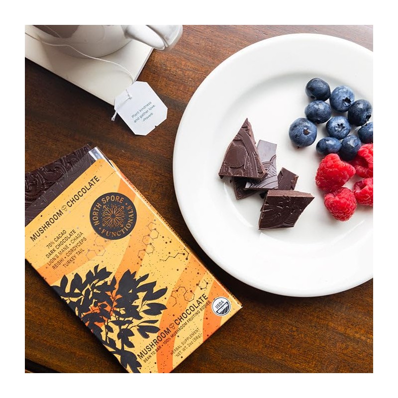 Organic 5 Mushroom Blend 70% Dark Chocolate Bar | Functional