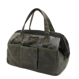 13-inch Tool Bag, Heavy Duty Wide Mouth Water-Resistant Tool Bag, Tool Tote with Handle for Tools, Wrenches, Screwdrivers (13 X 7 X 9 inch) | ArmyGreen