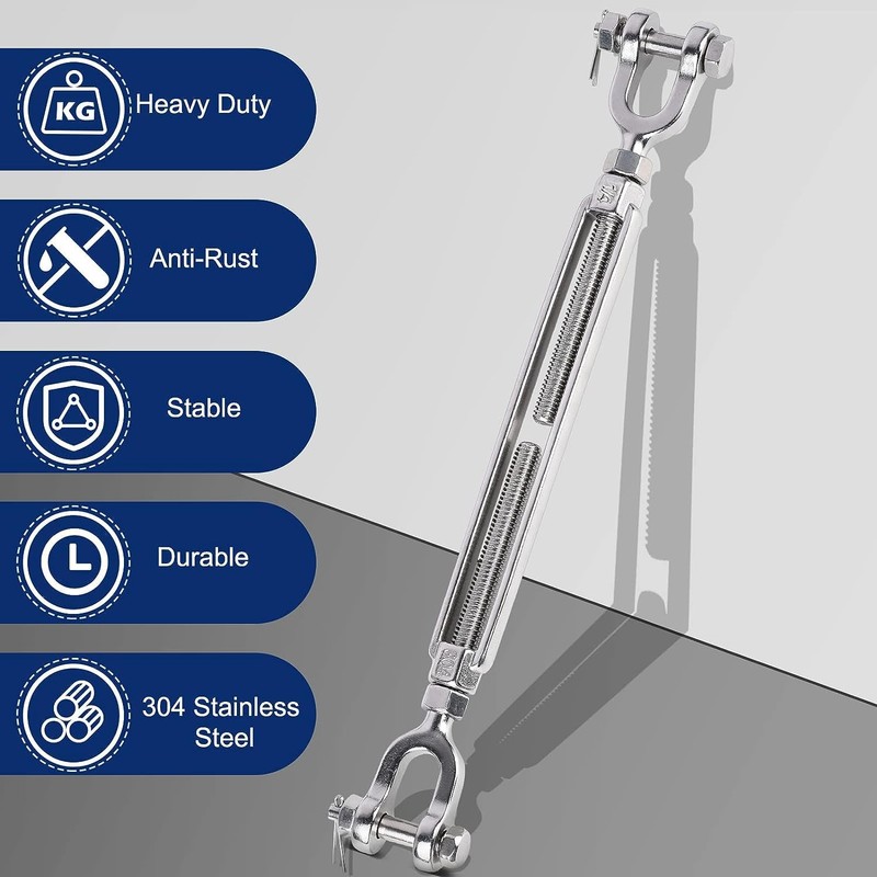 2 Pack Turnbuckle 1/4 M6 304 Stainless Steel Turnbuckles, 1600
