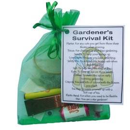 SMILE GIFTS UK Gardener's Survival Kit Gift - Small Novelty Gardening Gift in Green Bag