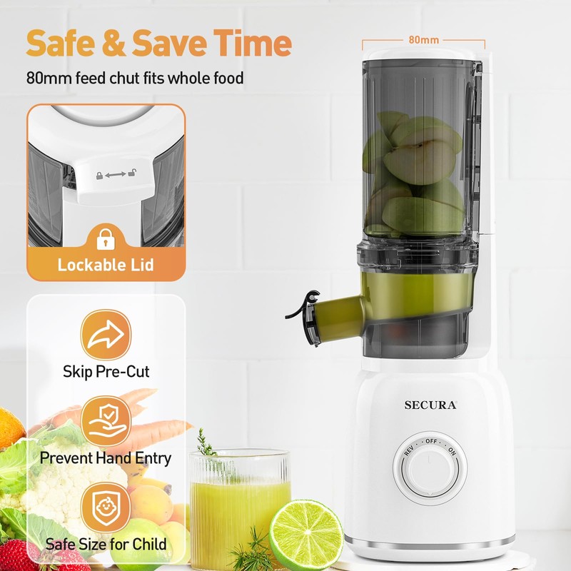 Secura Cold Press Juicer with Stainless Steel Prong Spiral Auger