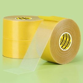 MILEQEE 3Pack Double Sided Tape Heavy Duty, 2in x 66FT (198FT Total), Super Sticky Resistente Clear Tape, Universal High Tack Strong Wall Adhesive with Fiberglass Mesh,Easy Use Mounting Tape