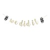 We Did It Gold Glitter Banner, Graduation Party Sign Bunting