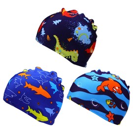 HINFHI 3 Pieces Cartoon Printed Swimming Caps, Children'S Swimming Equipment, Cute Swimming Caps, Water Sports Supplies.