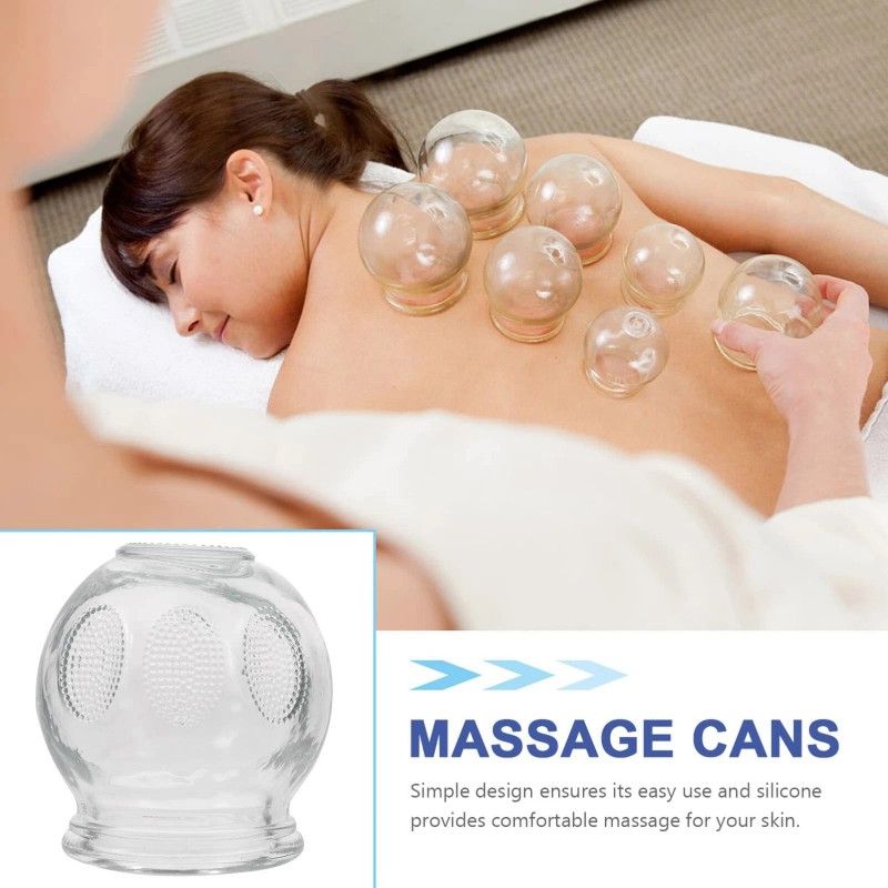 Healifty 6Pcs Cupping Therapy Sets: Glass Fire Thick Glass Cupping