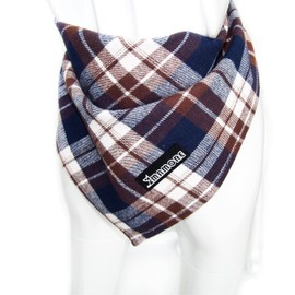 Soft Washable Plaid Bandanas for Dogs and Cats,Adjustable Triangle Bib Comfortable Scarfs for Girl Boy Dogs Puppies (Brown&Blue, Small)