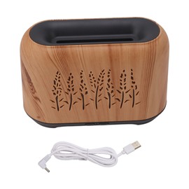Ultrasonic Essential Oil Humidifier USB Simulated Flame Volcano Aromatherapy Expanding Fragrance Machine for Home Light Wood Grain