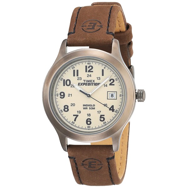 Timex Men's T49870 Expedition Metal Field Brown Leather Strap Watch