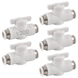 5PCS 1/2" Push to Connect Fittings, Kalolary Quick Connect Air Control Valve Air Hose Fittings Straight Union Air Flow Control Valve Union Ball Valve s Air Compressor Valve (1/2" OD)