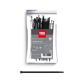 TOX Cable tie Clip, Black, UV-Resistant, for Universal use Indoors and Outdoors, for Secure Fastening in The Home, Office and Garden, Size 2.5 x 100 mm, 100 Pieces, 099600020