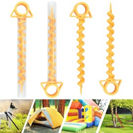 EMAGEREN 4 x Tent Pegs Ground Anchor 30 cm Sand Pegs Tent Nail ABS Plastic Camping Screw Pegs Tent Orange Tent Attachment Tent Hooks Pegs Screw Anchor for Camping Outdoor Beach