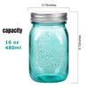 16 oz Teal Mason Jars with Lids，Regular Mouth Canning Jar,