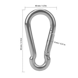 ZEONHAK 12 PCS M8 Stainless Steel Snap Hook, 80 x 40mm 304 Stainless Steel Spring Clip, Carabiner Hooks Snap Connector for Outdoor Camping, Fishing