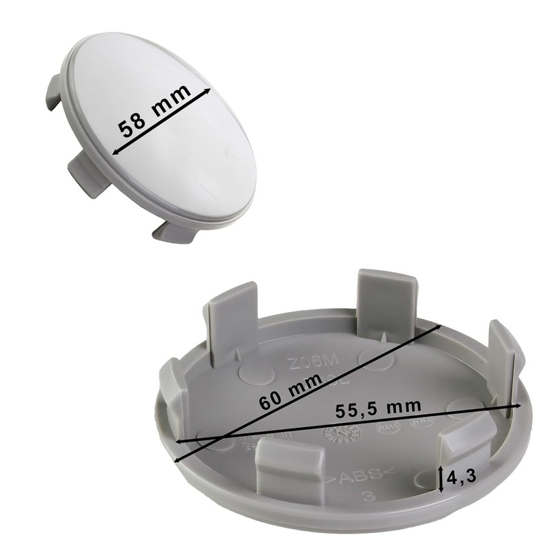 LST 4x Felgendeckel Naben Abdeckung Grau ø 60mm Blende Nabendeckel