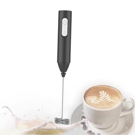 PONDI Rechargeable Milk Frother Handheld, Electric Drink Mixer with USB-C and Stainless Steel Whisk, Foam Maker for Lattes, Matcha, Cappuccino, Frappes, Hot Chocolate - Black, Portable